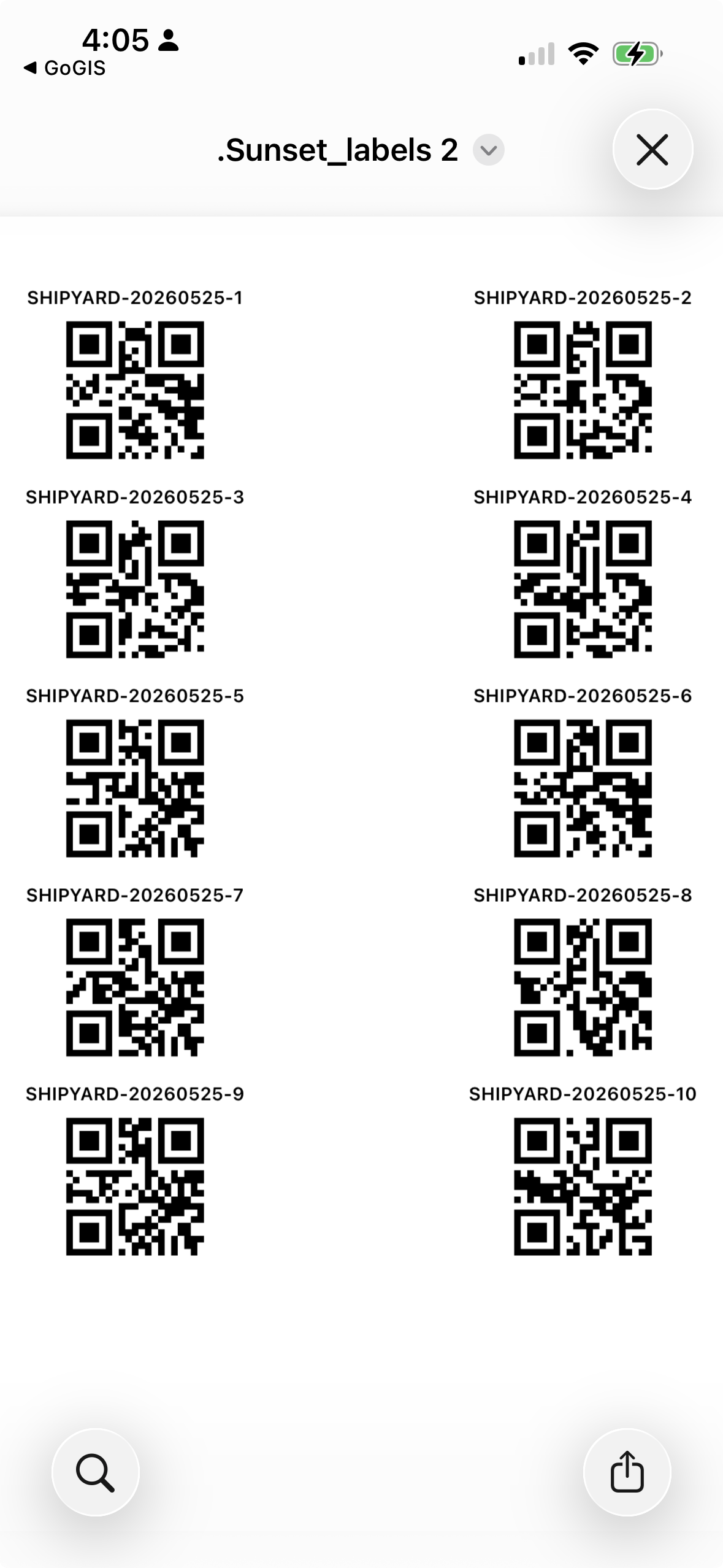 QR and barcode bag labels generated by GoGIS for soil sample bags