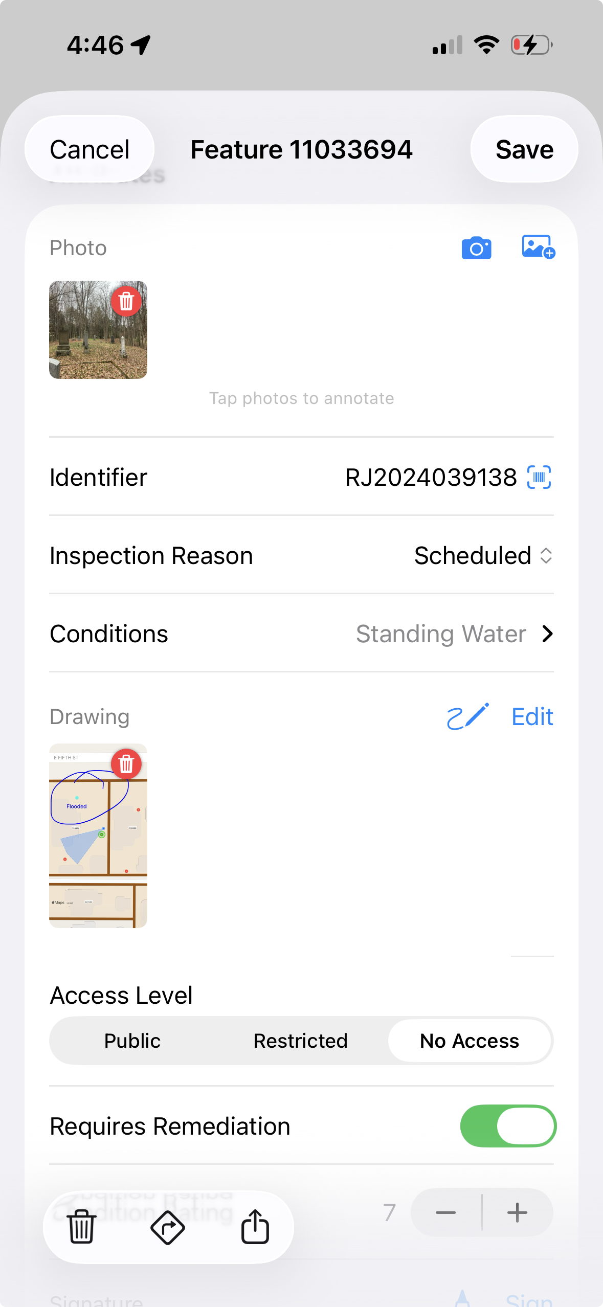 Custom data collection form in GoGIS showing pick lists, barcode scanning, and multiple field types