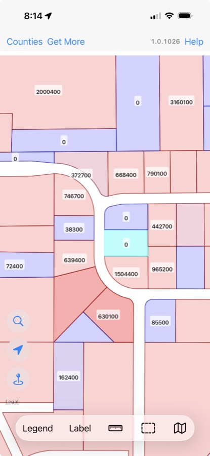 WI 2026 parcel map with the magnifying-glass search button highlighted on the left